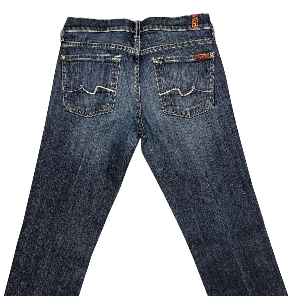 7 For All Mankind 7FAM Womens Jeans 27 34 Straight Leg Medium Wash Embroidered - Picture 6 of 8